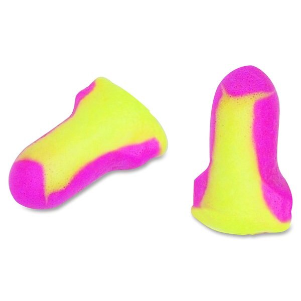 Laser Lite Disposable Foam Uncorded Earplugs, Contoured-T Shape, 32 dB, Magenta/Yellow, 200 Pairs