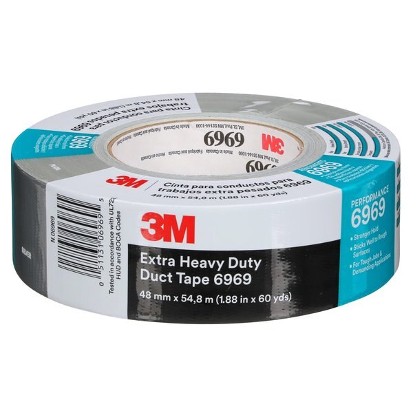 Duct Tape, 2 In x 60 yd, 10.5 mil, Silver