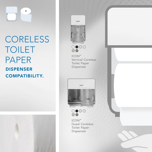 Coreless High-Capacity Standard Roll Toilet Paper, 2-Ply, White, (1,000 Sheets/Roll, 36 Rolls)