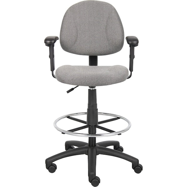 Drafting Stool (B315-Gy) W/Footring And Adjustable Arms
