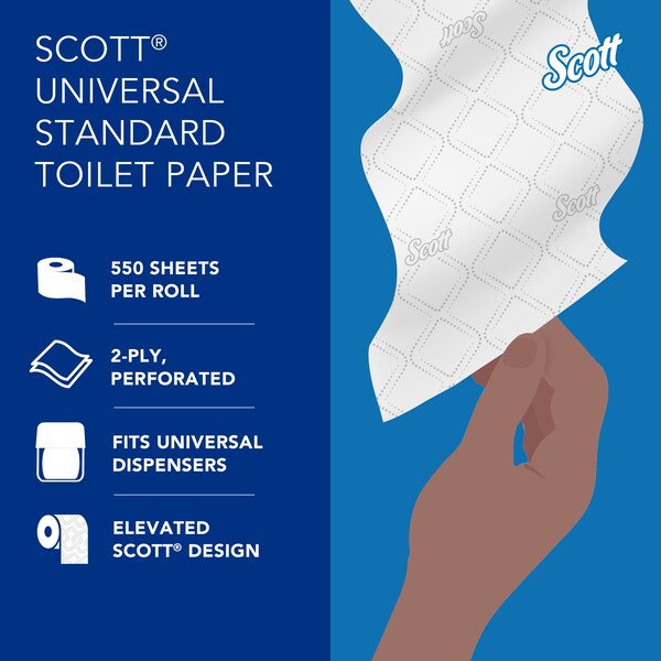 Professional Standard Roll Toilet Paper, 2-Ply Individually wrapped rolls, 550 Sheets/Roll, 80 Rolls
