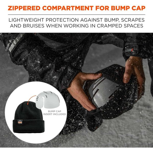 Knit Cap with Bump Cap, Universal, Black