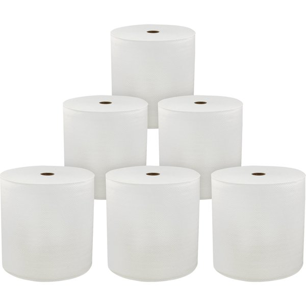 Genuine Joe Hardwound Paper Towels, 1, Continuous Roll, 850 ft, White, 6 PK