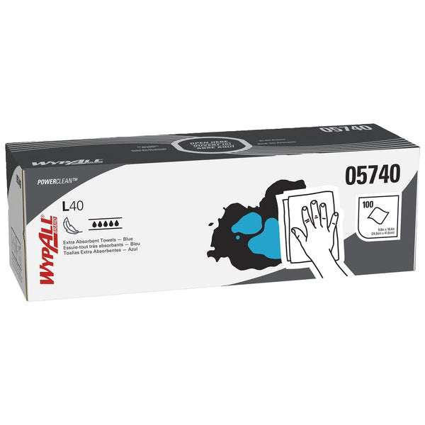 Dry Wipe, L40, Pop Up Box, Double Recreped (DRC), 9 3/4 in x 16 1/2 in, 100 Sheets, 9 Pack