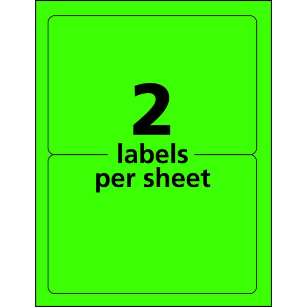 Neon Shipping Labels, Laser, 5-1/2