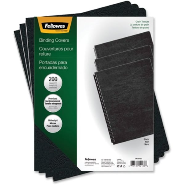 Binding Cover, Blk, 8-3/4x11-1/4 In., PK200