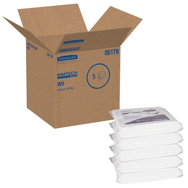 Dry Wipe, White, Soft Pack, Spunlace, Clean Rooms and Food Processing, 5 PK, 100 Wipes, 9 in x 9 in