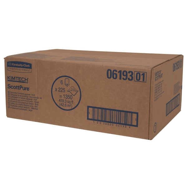 Dry Wipe Roll, White, Spunlace, 225 Wipes, 7 in x 7 in