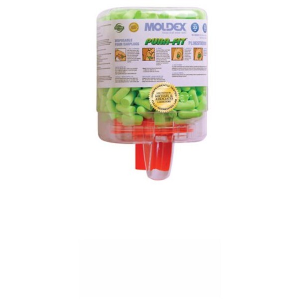 Pura-Fit Ear Plug Dispenser, PlugStation, Uncorded, Bullet Shape, NRR 33 dB, Green, 250 Pairs