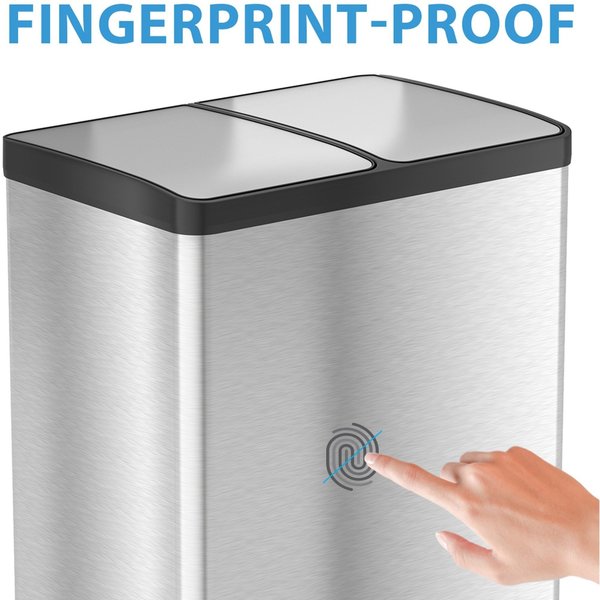 16 gal Trash Can, Silver, Stainless Steel