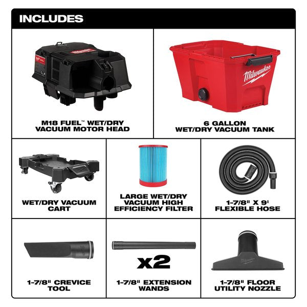 M18 FUEL 6 Gallon Wet/Dry Shop Vacuum (Tool Only)