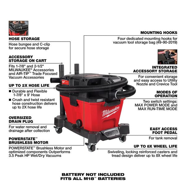 M18 FUEL 6 Gallon Wet/Dry Shop Vacuum (Tool Only)