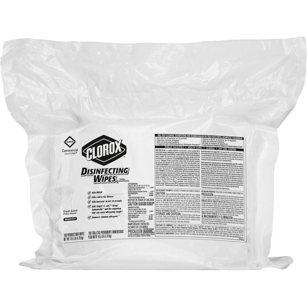 Disinfecting Wipes, White, Bag, Hard Surface Disinfecting, 2 PK, 700 Wipes, 7 in x 8 in, Fresh