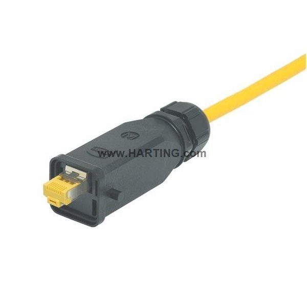 Han 3A RJ45 Cable-Mount Connector, Black