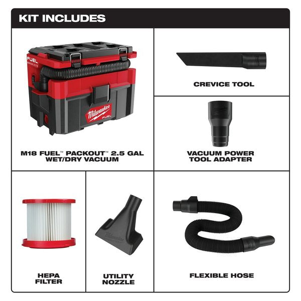 M18 FUEL PACKOUT 2.5 Gallon Wet/Dry Vacuum (Tool Only)