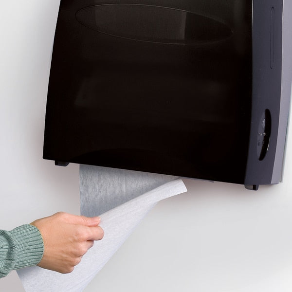 Sanitouch Manual Hard Roll Towel Dispenser, Black, for 1.5