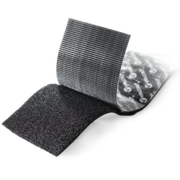 Reclosable Fastener, Rubber Adhesive, 15 ft, 2 in Wd, Black
