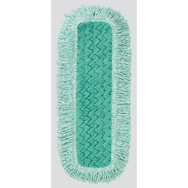 18 in L Dust Mop, Hook-and-Loop Connection, Fringe End, Green, Microfiber, FGQ41800GR00