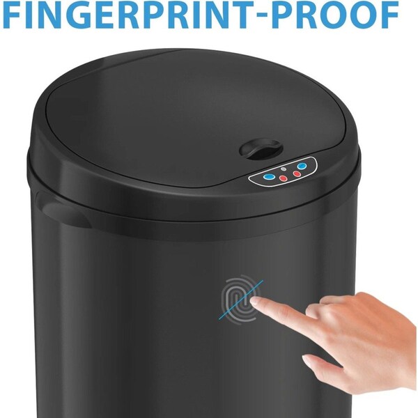 8 gal Round Trash Can, Silver, Stainless Steel