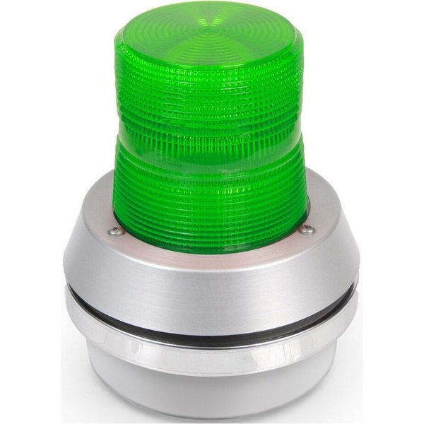 Horn Strobe, Green, Cast Aluminum, 120VAC