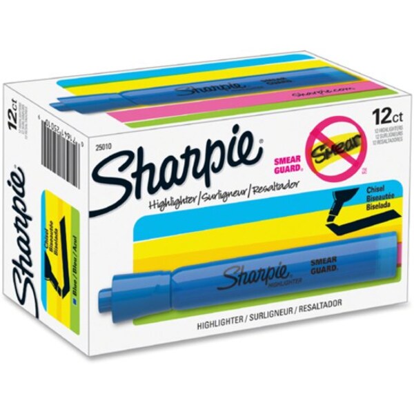 Smear Guard Highlighter, Chisel Tip Blue PK12