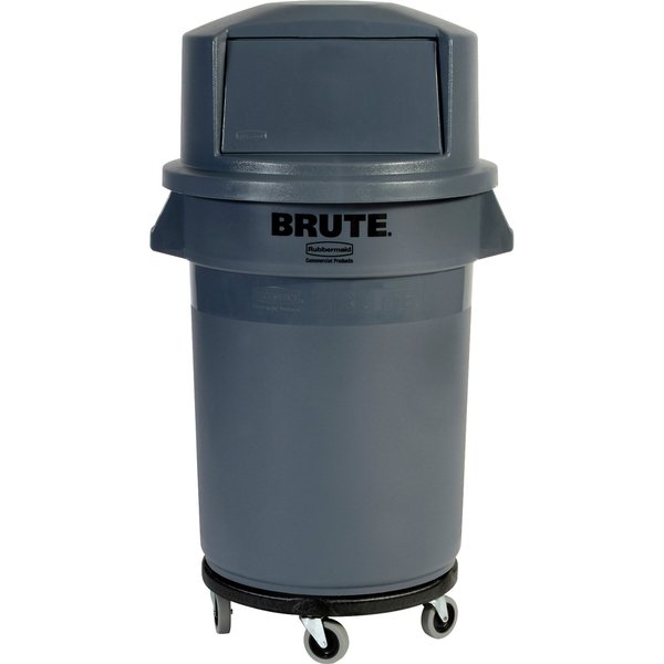 32 gal Dome with Push Door Trash Can Lid, 22 3/4 in W/Dia, Gray, Resin, 1 Openings
