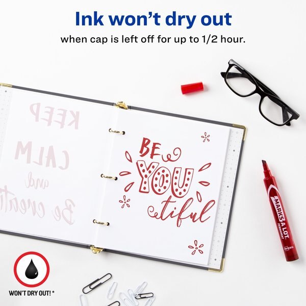 Large Desk-Style Permanent Marker, Chisel Tip, Red