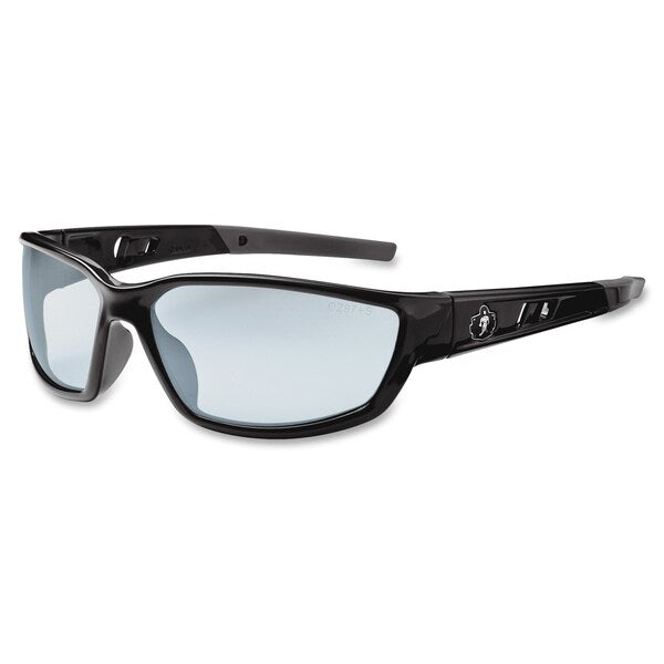 Safety Glasses, Traditional Silver Mirror PC Decenter Lens, Scratch-Resistant
