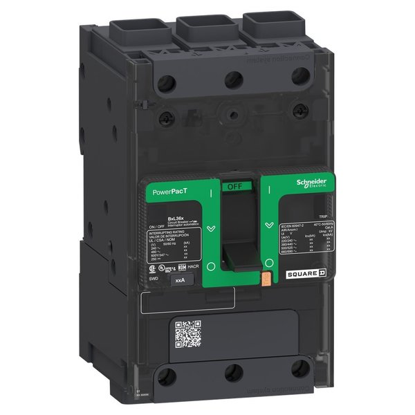 Circuit breaker, PowerPact B, 60A, 3 pol, 60 A, 525V AC, 3 Pole, BD 060 Series