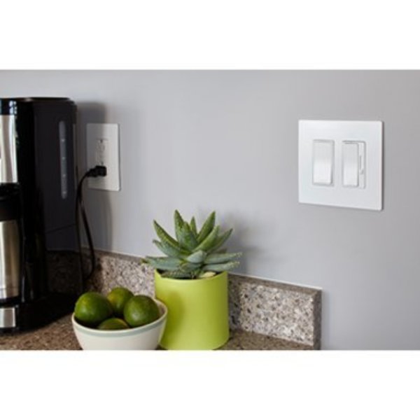 Rocker Wall Plate, Number of Gangs: 2 Plastic, Smooth Finish, White