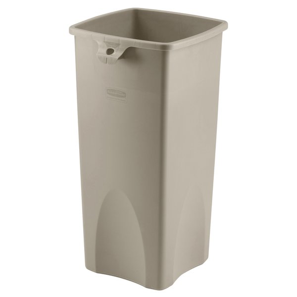 23 gal Square Trash Can, Beige, 15 1/2 in Dia, None, Polyethylene
