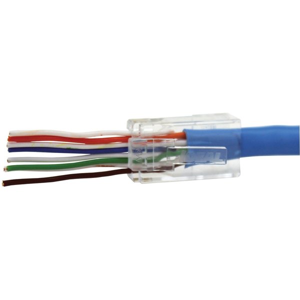 Modular Plug, Unshielded, CAT 5e, Clear, Pass-Through End Termination, 50 PK