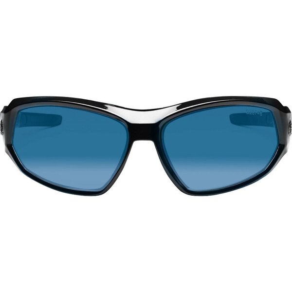 Safety Glasses, Traditional Blue Mirror PC Decenter Lens, Scratch-Resistant