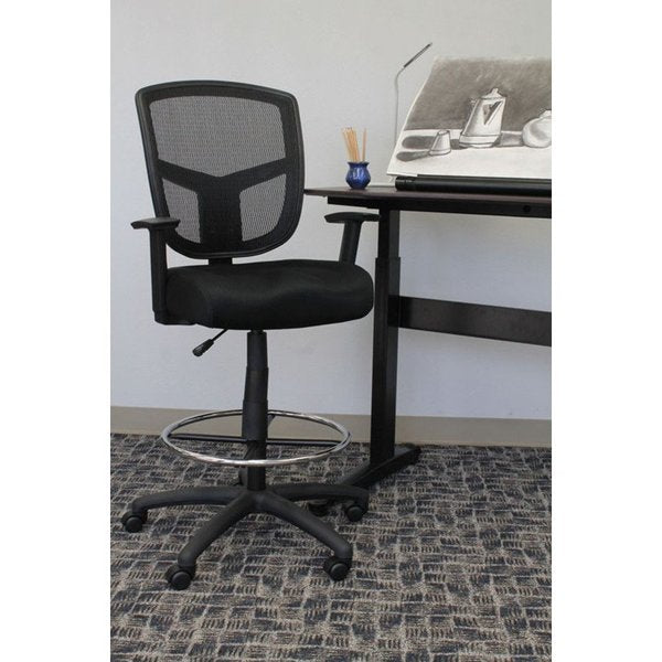 Fabric Drafting Chair, 30-, Adjustable, Black