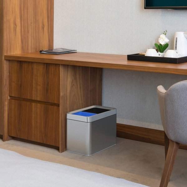 5 gal Rectangular Recycling Bin, Silver, Stainless Steel