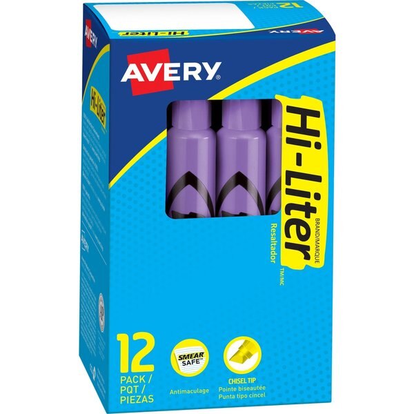 Highlighter, Chisel Tip, Fluorescent Purple, Smear Safe, Nontoxic