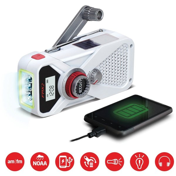 Portable Weather Radio, White, AM/FM, NOAA