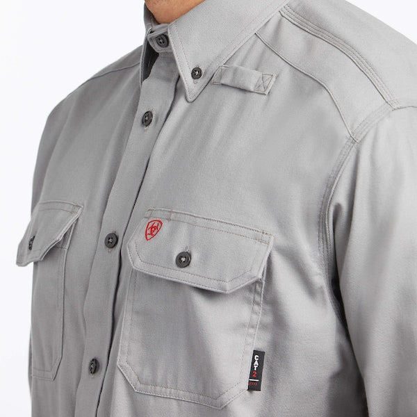 FR Button Down Shirt, Gray, L