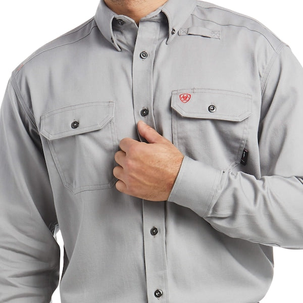 FR Button Down Shirt, Gray, L
