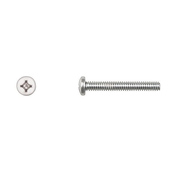 #10-24 x 1-1/2 in Phillips Pan Machine Screw, Zinc Plated
