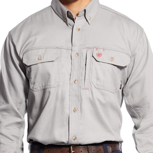 FR Button Down Shirt, Gray, M