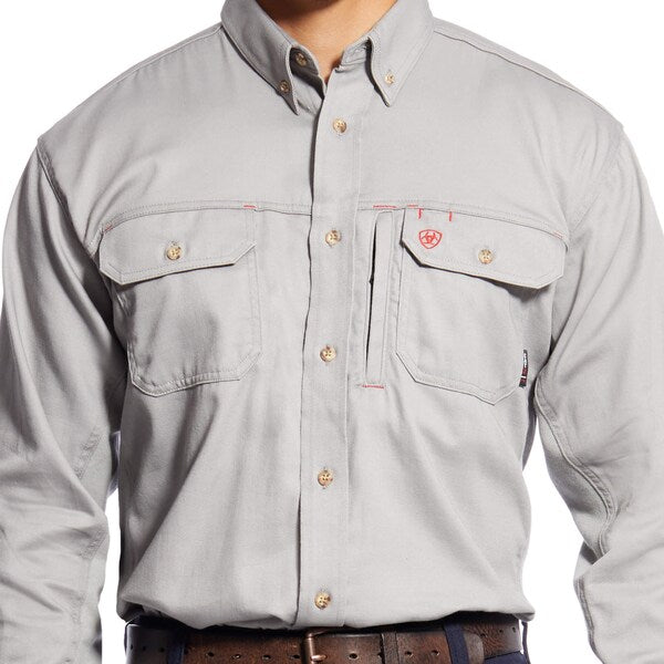 FR Button Down Shirt, Gray, XL