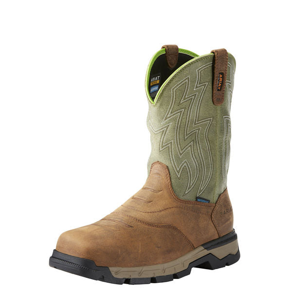 Size 7 Men's Western Boot Composite Work Boot, Brown/Green