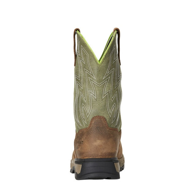 Size 9 Men's Western Boot Composite Work Boot, Brown/Green