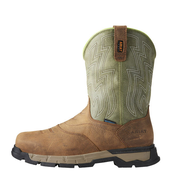 Size 8 Men's Western Boot Composite Work Boot, Brown/Green