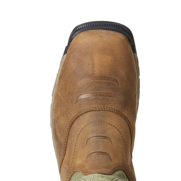 Size 14 Men's Western Boot Composite Work Boot, Brown/Green