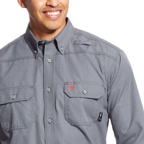 FR Button Down Shirt, Gray, L