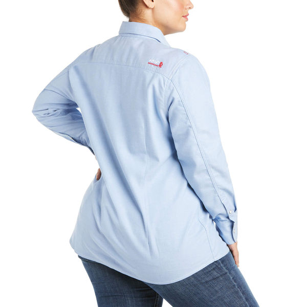Womens FR Button Down Shirt, Blue, L