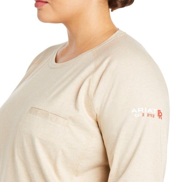 Womens FR Crew Longsleeve Tee, Tan, XS