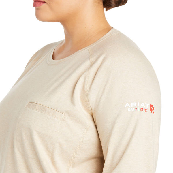 Womens FR Crew Longsleeve Tee, Tan, S